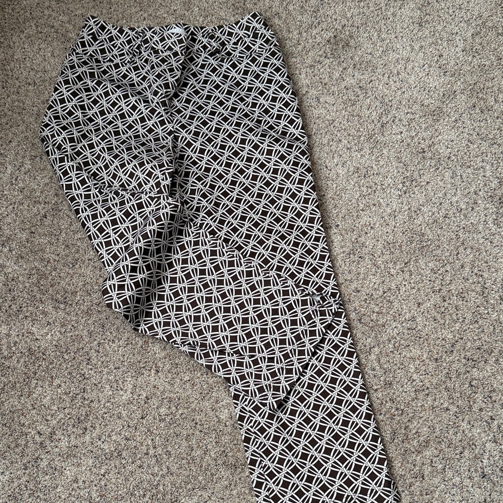 Charter Club Brown and White Geometric cropped Pants